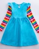 【3Y-8Y】Girl Sweet Rainbow Unicorn Pattern Long Sleeve Dress