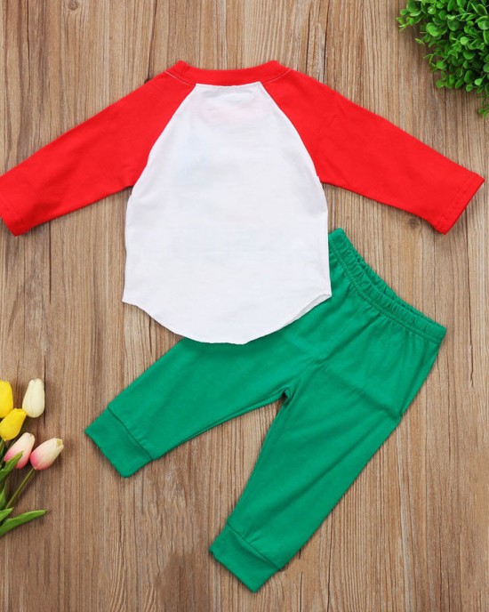 【12M-5Y】Boys Christmas Letter Print Long Sleeve Sweatshirt And Pants Set