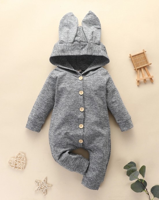 【0M-12M】Baby Cute Hooded Romper