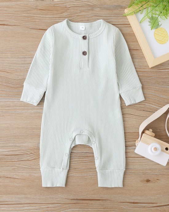 【3M-3Y】Baby Multicolor Long-Sleeved Pit Strip One-Piece Romper - 4504