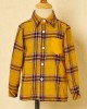 Long Sleeved Plaid Shirt And Yellow Ruffled High-low Dress Family Matching Outfits