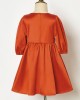 Sweet Orange Satin Round Neck Mom Girl Matching Dress