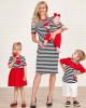 Casual Striped Red Heart-shaped Embroidery Family Matching Outfits - 1361