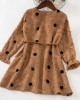 Sweet Khaki Polka Dot Long Sleeve Mom Girl Matching Dress - 13163