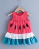 【18M-7Y】Girls Cute Contrast Stitching Doll Collar Sleeveless Dress - 3387