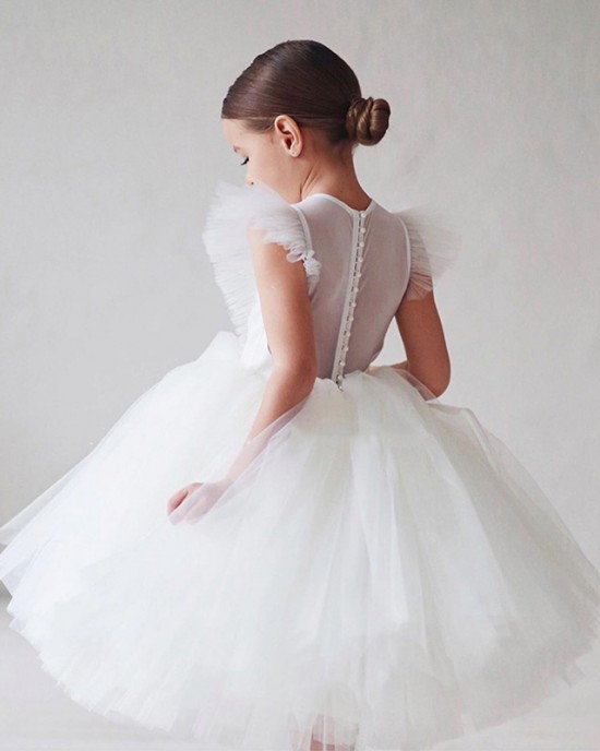 【2Y-11Y】Girl Sweet Ruffled Layered Tulle Splicing Princess Dress - 3609