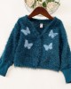 Sweet Butterfly Embroidery Blue Sweater Mom Girl Matching Cardigan - 1163