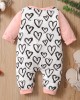 【0M-24M】Cute Heart Shape Print Round Neck Long Sleeve Romper