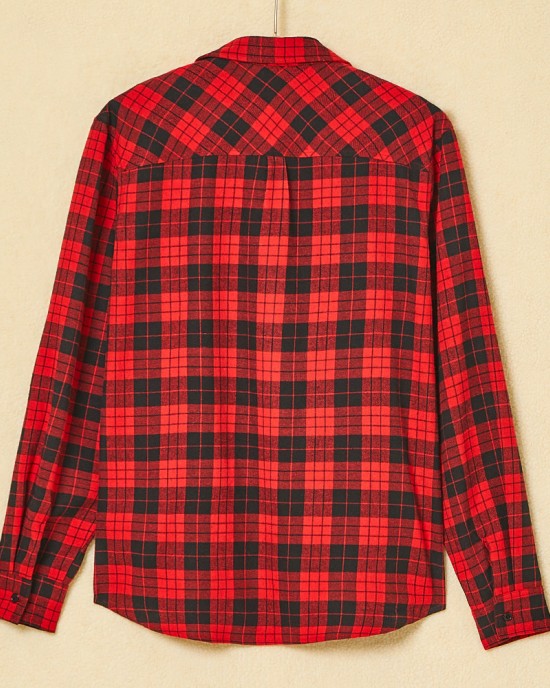 Classic Red Plaid Cotton Blends Long Sleeve Shirt Family Matching Outfits