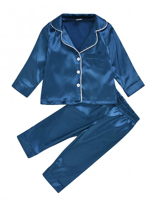 【12M-7Y】Kids Pure Cotton Satin Pajamas Set - 3481