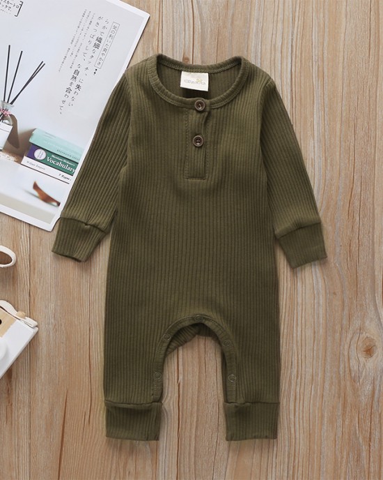 【3M-3Y】Baby Multicolor Long-Sleeved Pit Strip One-Piece Romper - 4504