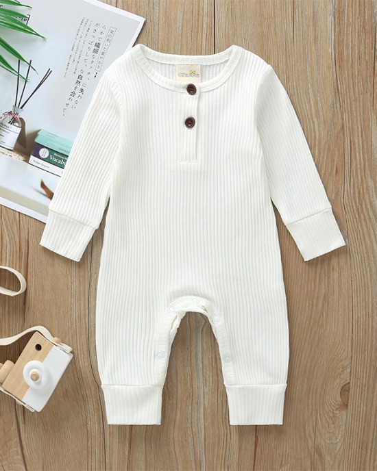 【3M-3Y】Baby Multicolor Long-Sleeved Pit Strip One-Piece Romper - 4504