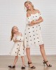 Sweet Polka Dot Off The Shoulder Mom Girl Matching Dress - 1330