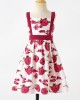 Sweet Rose Red Flower Mom Girl Matching Dress