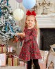 Red Plaid Flared Sleeve Mom Girl Matching Dress - 13121