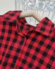 Classic Red Plaid Cotton Blends Long Sleeve Mom Girl Matching Dress - 1159