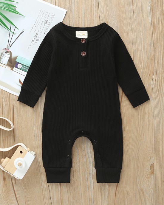 【3M-3Y】Baby Multicolor Long-Sleeved Pit Strip One-Piece Romper - 4504