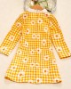 Sweet Long Sleeved Yellow Plaid and Flower Print Mom Girl Matching Dress