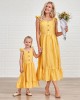 Sweet Yellow Ruffled Mom Girl Matching Dress - 1319