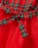 Christmas Red Plaid Mesh Stitching Mom Girl Matching Dress - 13202