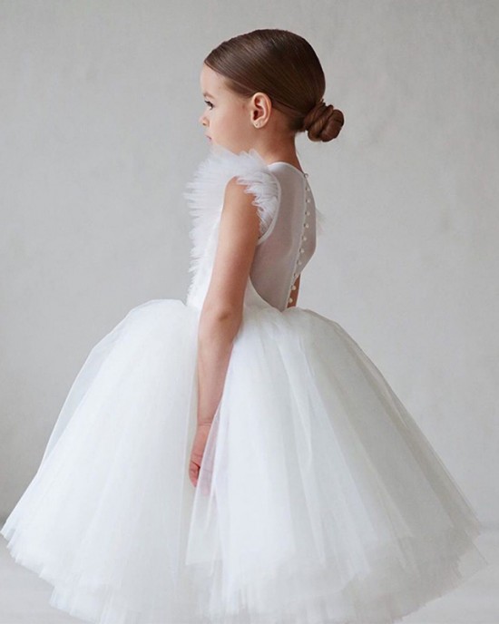 【2Y-11Y】Girl Sweet Ruffled Layered Tulle Splicing Princess Dress - 3609