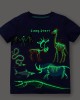 【18M-7Y】Boys Casual Cartoon Dinosaur Print Luminous Pattern Short Sleeve T-shirt