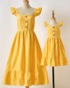 Sweet Yellow Ruffled Mom Girl Matching Dress - 1319