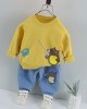 【12M-5Y】Boys Cartoon Print Long Sleeve Sweatshirt And Denim Pants Set