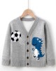 【2Y-9Y】Boys Cartoon Dinosaur V-neck Knitted Jacket