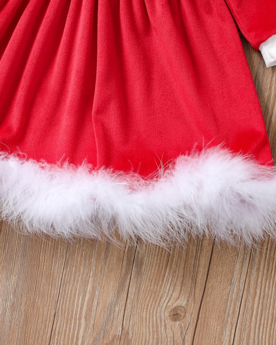 【12M-5Y】Girl Sweet Christmas Red Dress With Hat