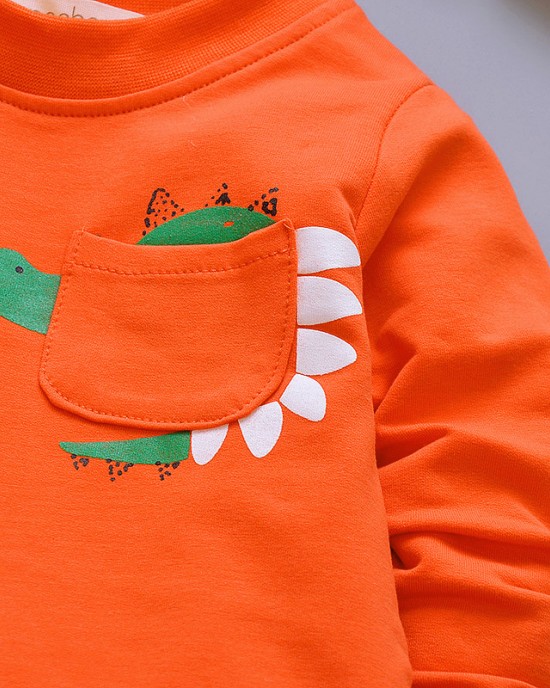 【12M-4Y】Boys Fashion Dinosaur Pattern Sweatshirt Jacket Pants Three-piece Set