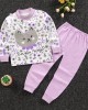 【9M-5Y】Girls Cartoon Print Cotton Long Sleeve Tee And Pants Pajamas Set