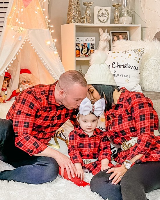 Classic Red Plaid Cotton Blends Long Sleeve Shirt Family Matching Outfits