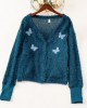 Sweet Butterfly Embroidery Blue Sweater Mom Girl Matching Cardigan - 1163