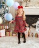 Red Plaid Flared Sleeve Mom Girl Matching Dress - 13121