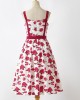 Sweet Rose Red Flower Mom Girl Matching Dress