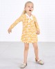 Sweet Long Sleeved Yellow Plaid and Flower Print Mom Girl Matching Dress