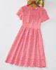 Sweet Pink Lace Short Sleeve Mom Girl Matching Dress - 13130