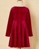 Classic Red Velvet Long Sleeves Mom Girl Matching Dress