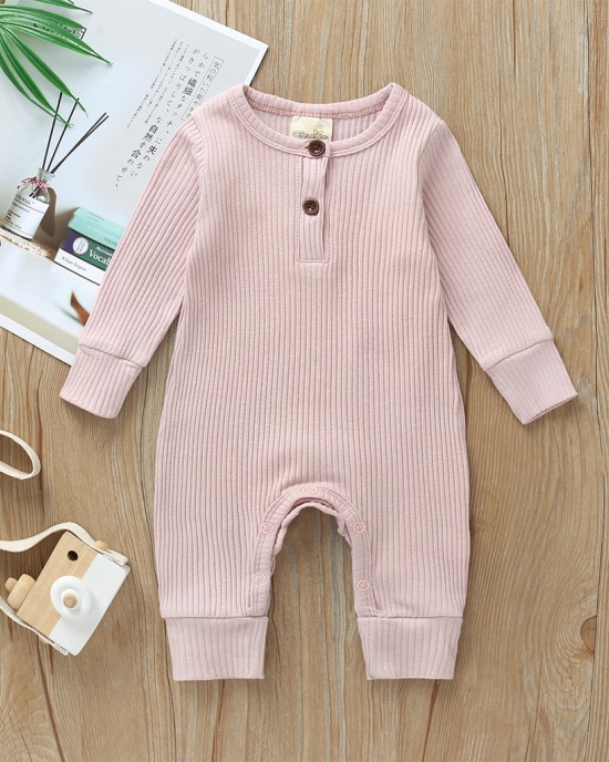 【3M-3Y】Baby Multicolor Long-Sleeved Pit Strip One-Piece Romper - 4504