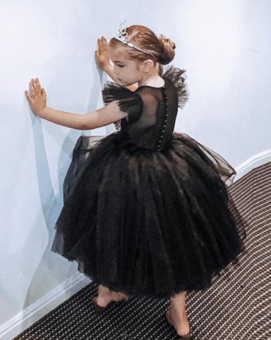 【2Y-11Y】Girl Sweet Ruffled Layered Tulle Splicing Princess Dress - 3609