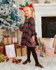 Long Sleeve Blue Plaid Mom Girl Matching Dress