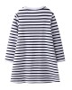 【18M-9Y】Sweet Embroidery Black And White Striped Long Sleeve Knitted Dress - 33261