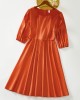 Sweet Orange Satin Round Neck Mom Girl Matching Dress