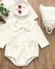 【0M-24M】2-piece Baby Cute Ruffled Long-sleeved Romper With Hat - 8011