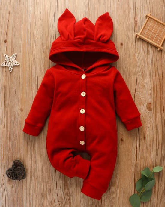 【0M-12M】Baby Cute Hooded Romper