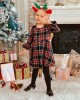 Long Sleeve Blue Plaid Mom Girl Matching Dress