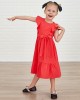 Cotton Solid Color Midi Mom Girl Matching Dress - 1362