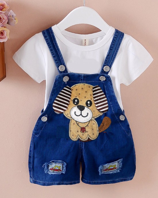 【12M-4Y】Kid Cartoon Denim Overalls(Only Overalls) - 9201