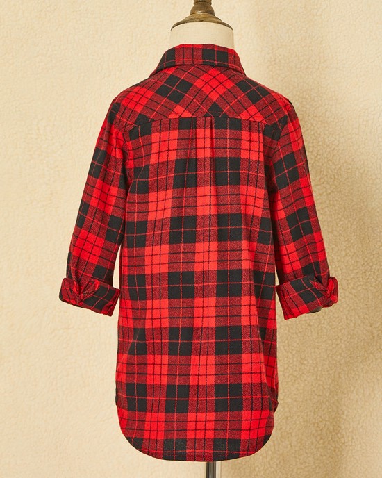 Classic Red Plaid Cotton Blends Long Sleeve Shirt Family Matching Outfits